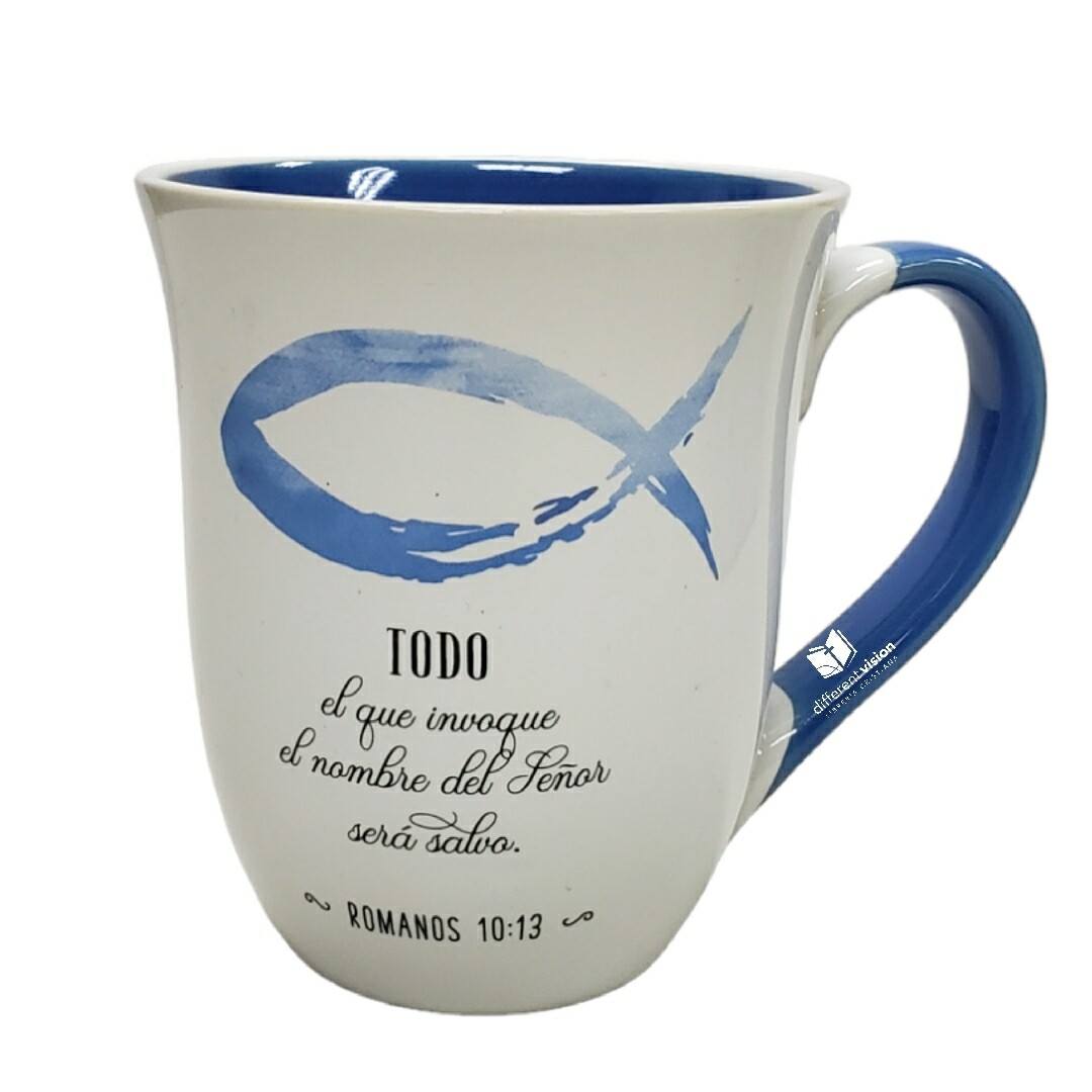 Taza grande: Colección Primavera - Romanos 10:13 (Todo el que invoque)