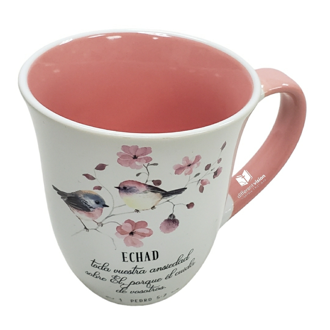Taza grande: Colección Primavera - 1 Pedro 5:7 (Echad toda vuestra ansiedad)