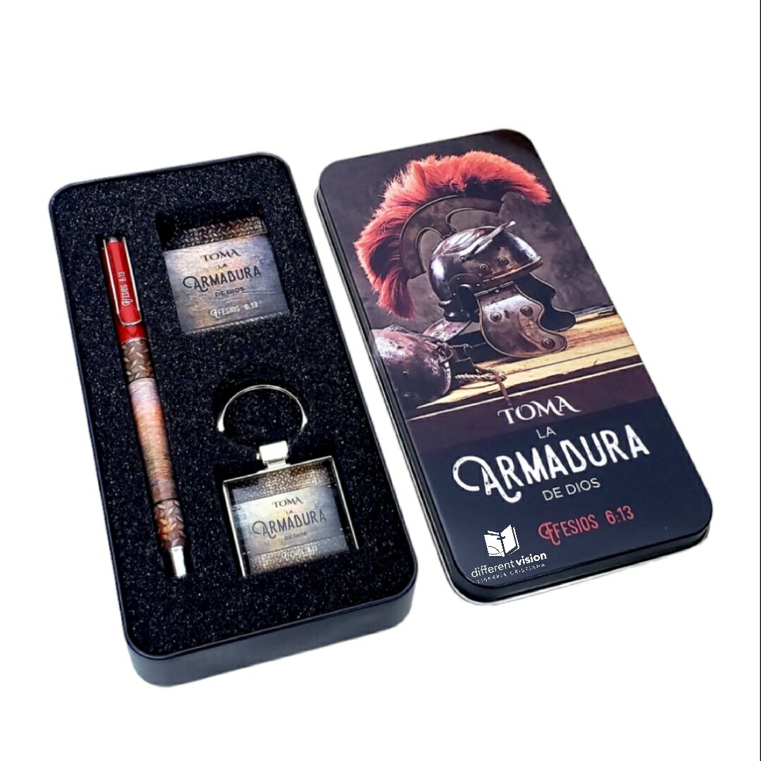 Set llavero, bolígrafo y tarjeta (Toma la armadura de Dios)