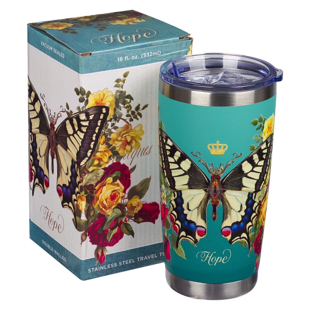Vaso Stainless Steel azul Hope (Esperanza), Mariposa