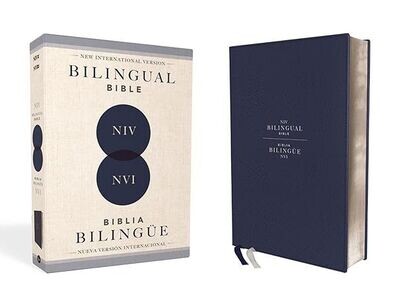 Biblia NVI Bilingüe, piel sintetica azul/ Bilingual Bible NIV, Leathersoft (Free Shipping)