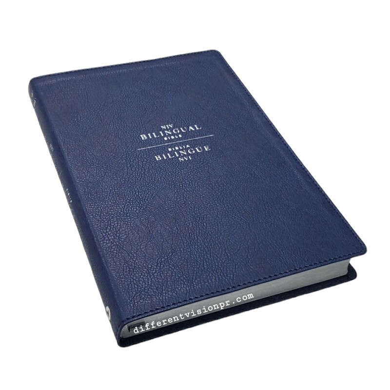Biblia NVI Bilingüe, piel sintetica azul/ Bilingual Bible NIV, Leathersoft (Free Shipping)