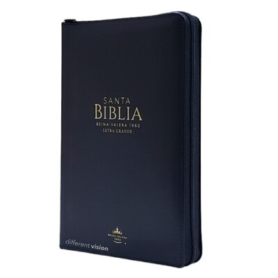Santa Biblia RVR1960 tamaño manual, piel sintética, color negro, con zipper (Free Shipping)