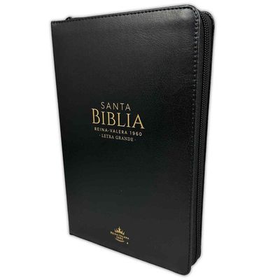 Biblia RVR1960 tamaño manual, piel sintética, color Negro, con zipper (Free Shipping)