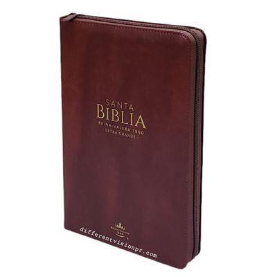 Biblia RVR1960 tamaño manual, piel sintética, color Marrón , con zipper (Free Shipping)