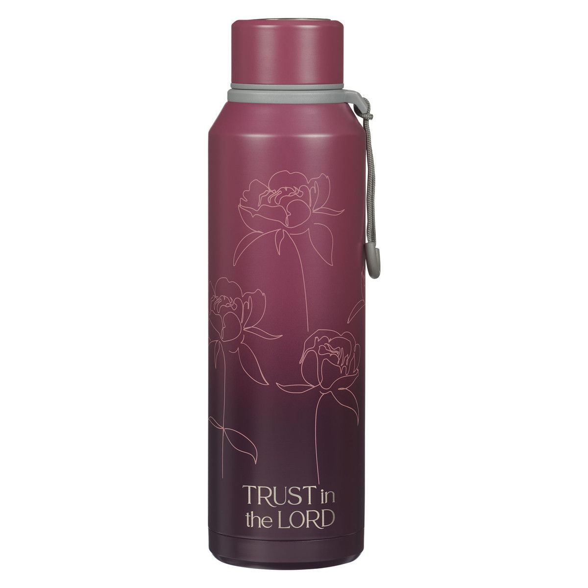 Botella de agua Stainless Steel violeta: Trust in the lord (confía en el Señor)