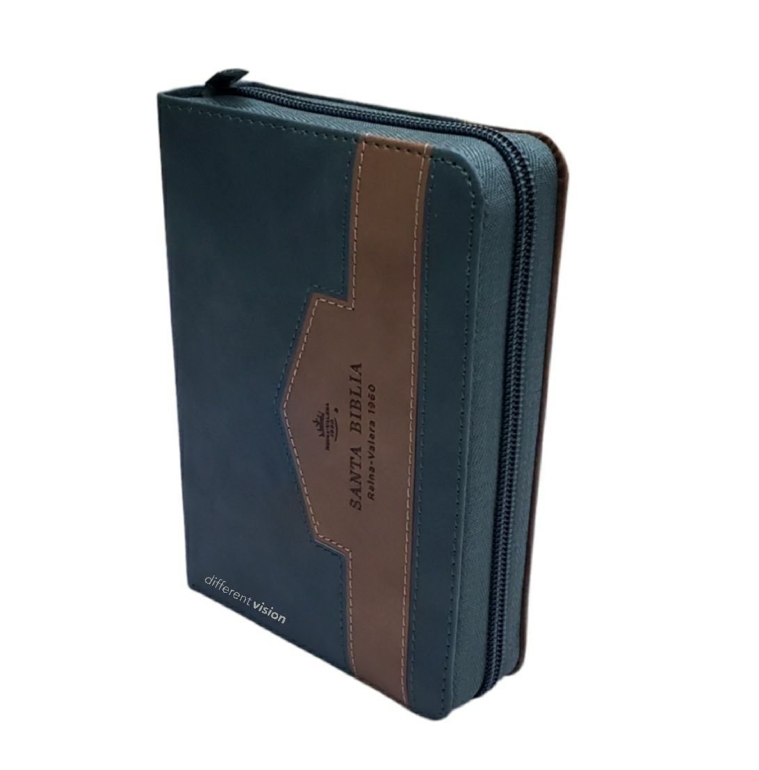 Biblia de Bolsillo con Cierre RV1960 verde/café con índice (Free Shipping)