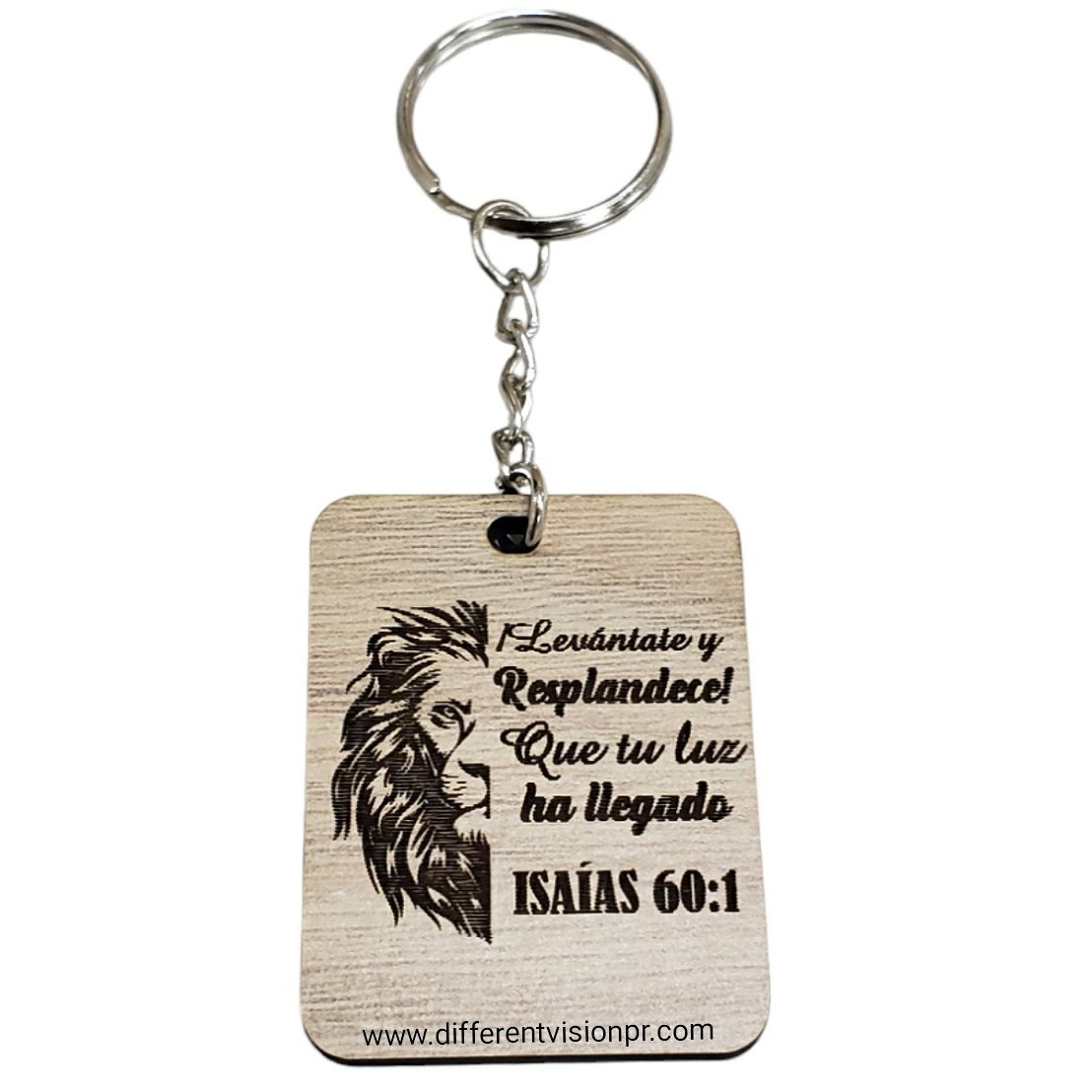Llavero madera León (Isaías 60:1)