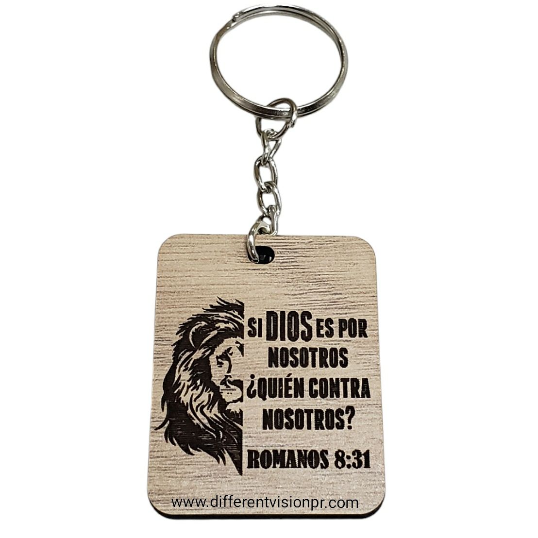 Llavero madera León (Romanos 8:31)