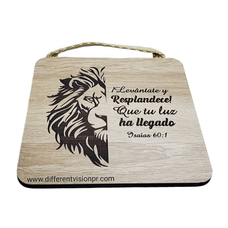 Cuadro madera León (Isaías 60:1)