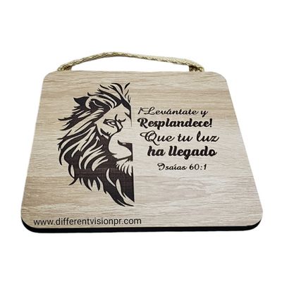 Cuadro madera León (Isaías 60:1)