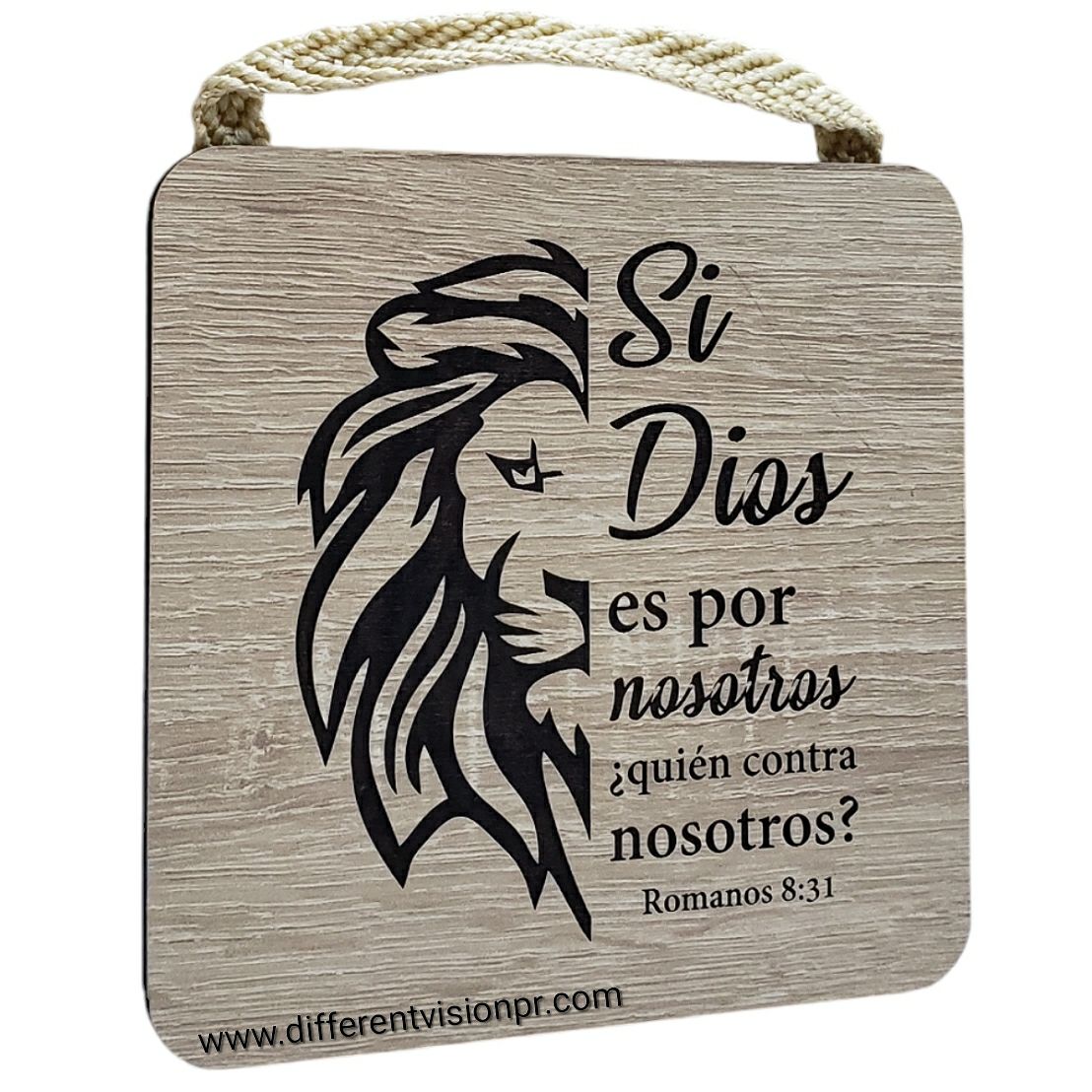 Cuadro madera León (Romanos 8:31)