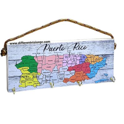 Artesanía P.R. puerta llave de madera (Mapa P.R)