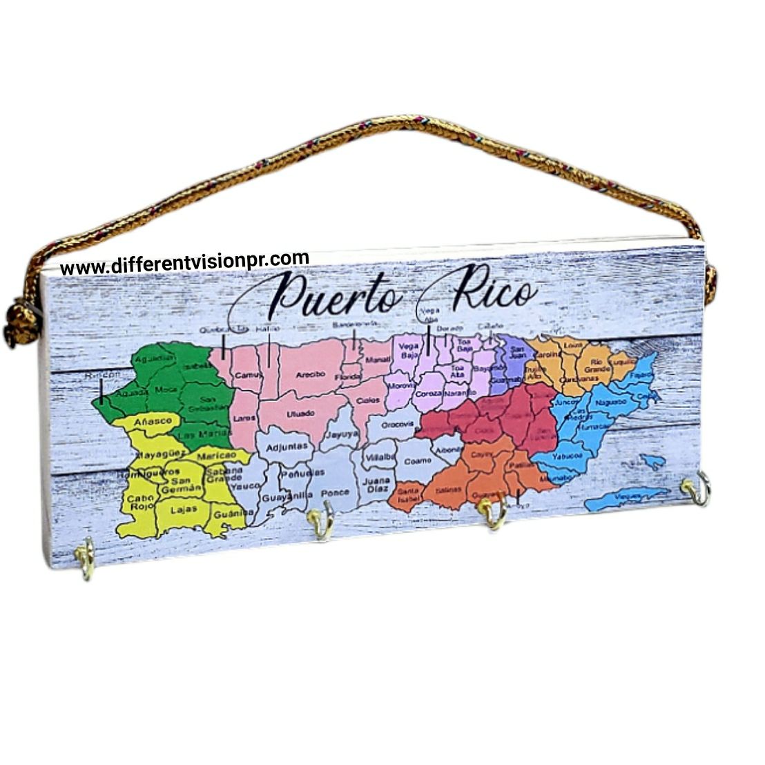 Artesanía P.R. puerta llave de madera (Mapa P.R)