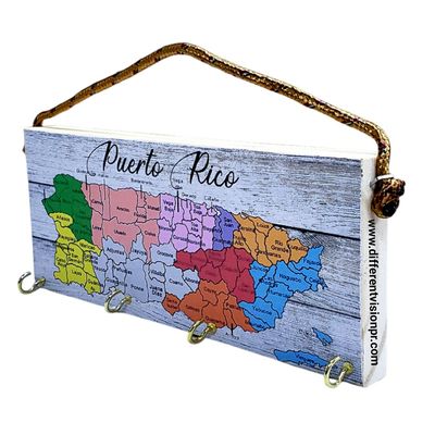 Artesanía P.R. puerta llave de madera (Mapa P.R)