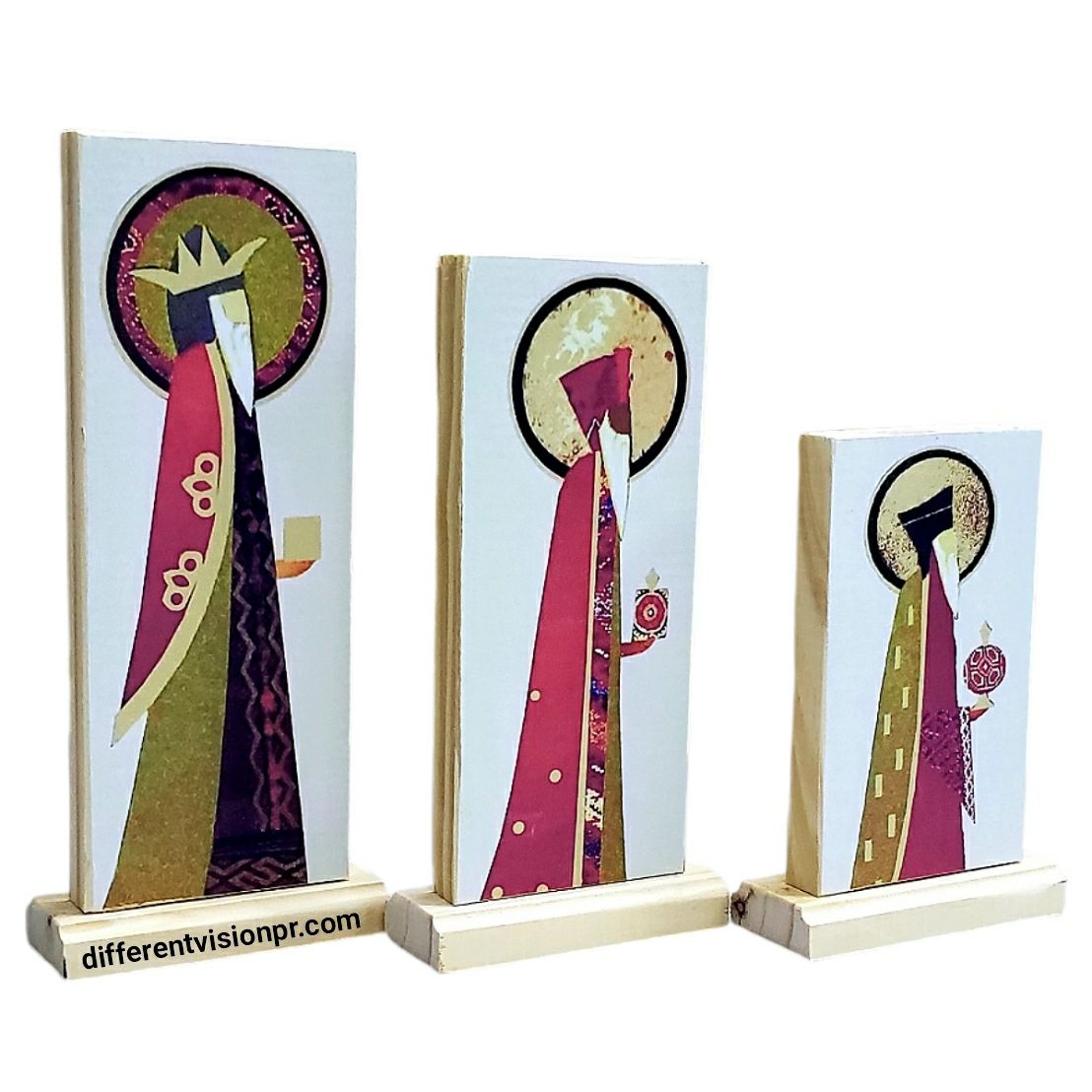 Artesanía P.R. placas de madera (Tres Reyes)
