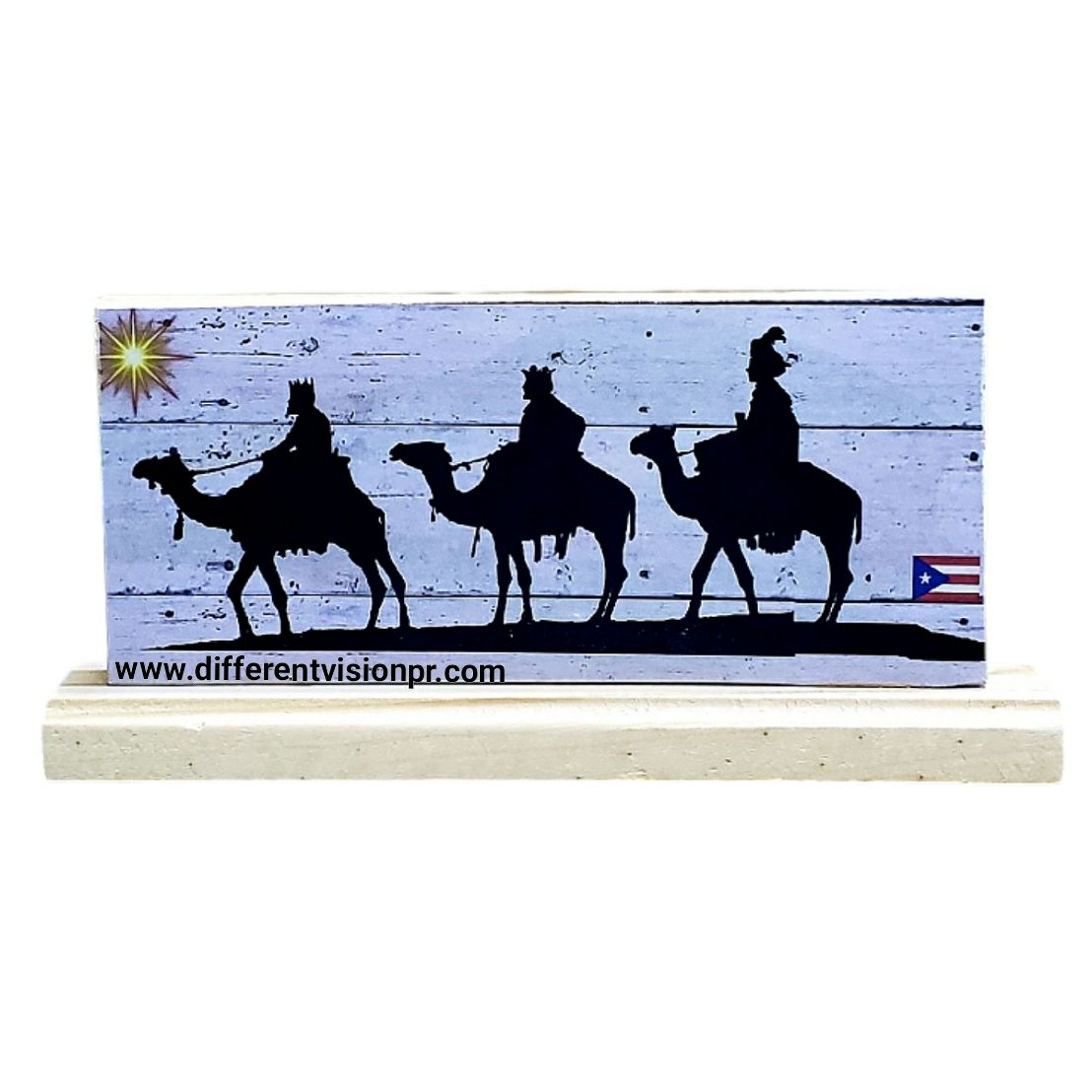 Artesanía P.R. placa de madera (Tres Reyes)