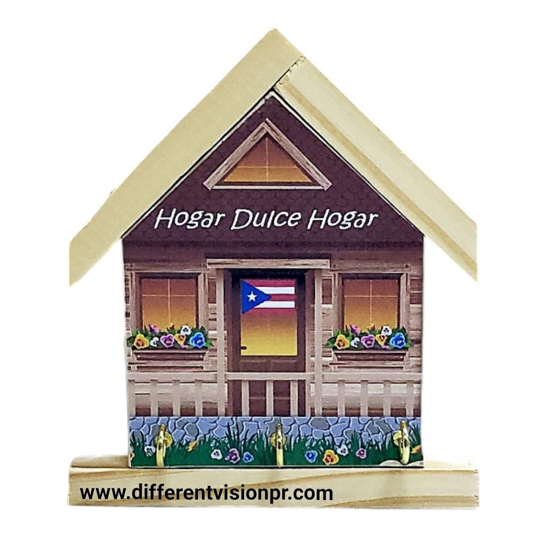 Artesanía P.R. casita para llaveros madera (Hogar dulce hogar)