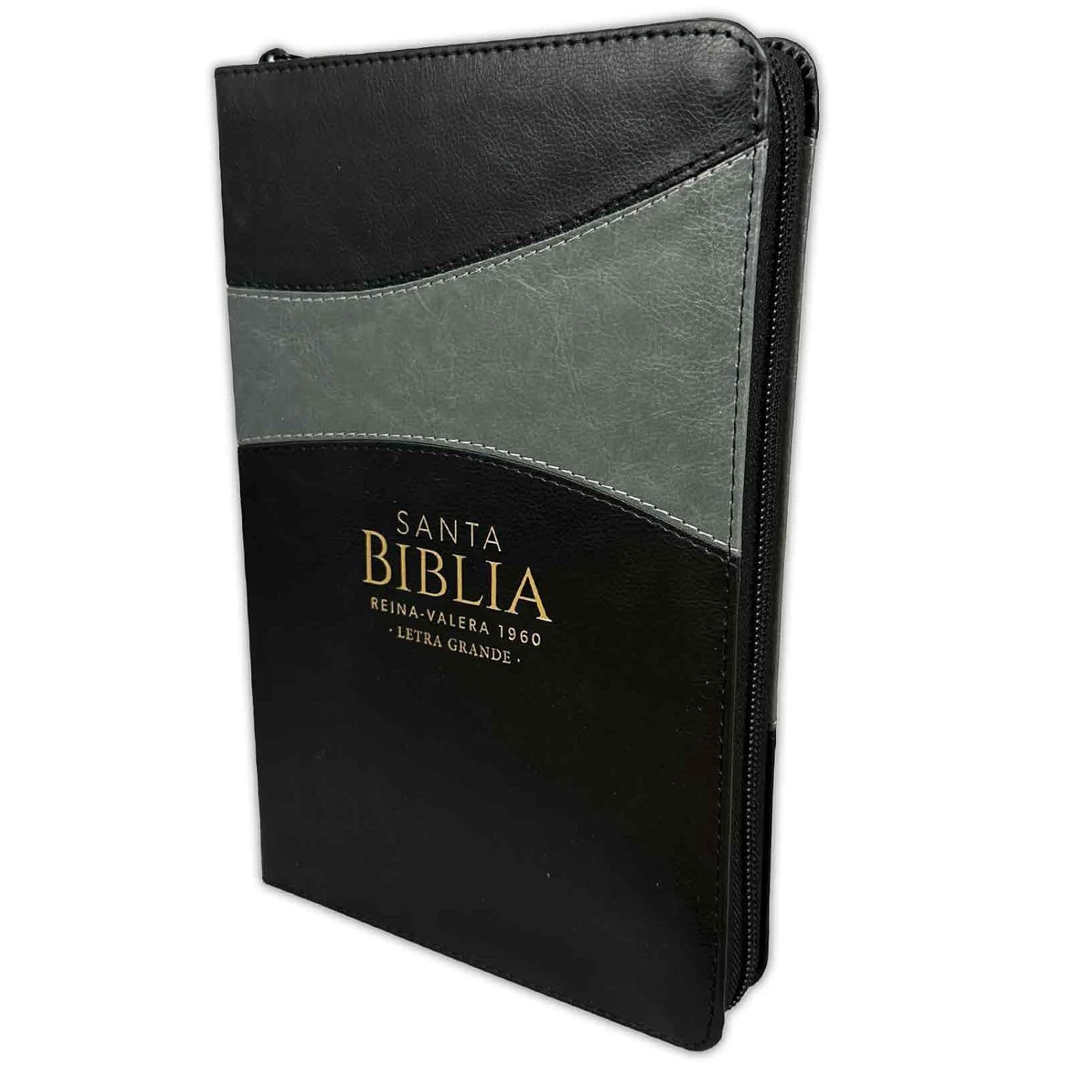 Biblia RV 1960 Letra Grande con Cierre bicolor negro con índice (Free Shipping)