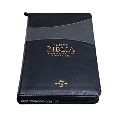 Biblia RV 1960 Letra Grande con Cierre bicolor negro con índice (Free Shipping)