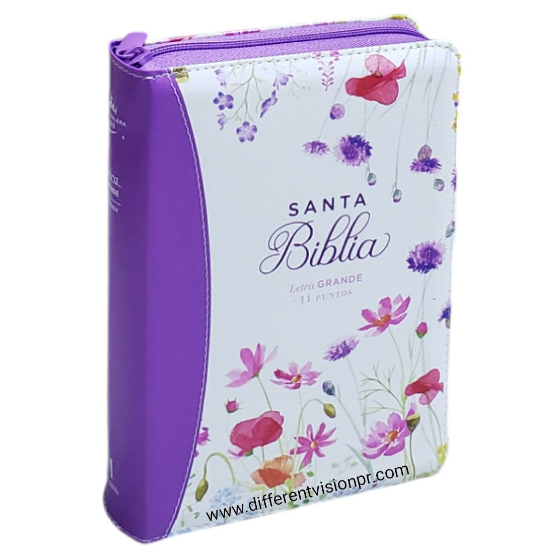 Biblia RV 1960 Letra Grande tamaño manual primavera morada,Cierre (Free Shipping)