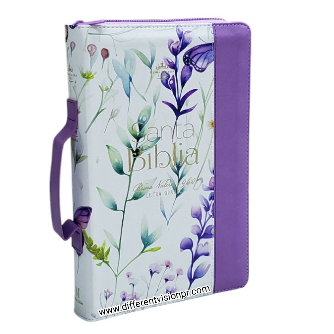 Biblia RV1960 con Cover piel lila con índice (Free Shipping)