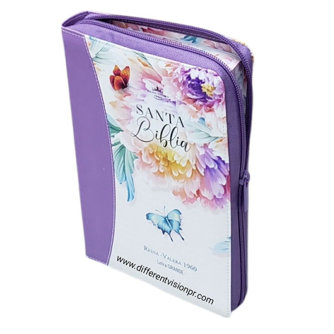 Biblia RV1960 con Cover piel lila con índice (Free Shipping)