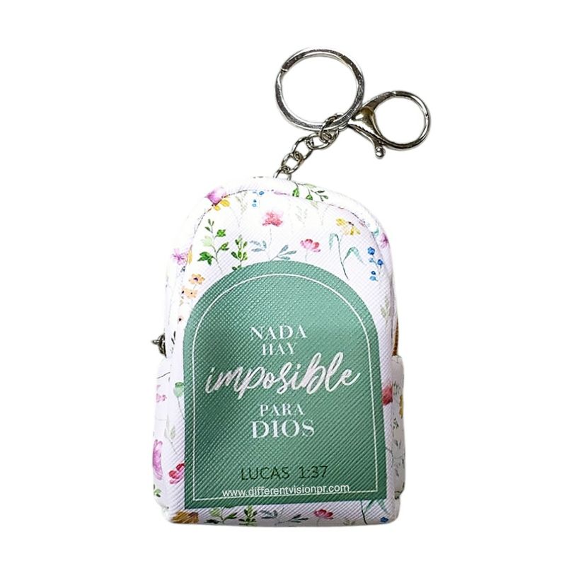 Llavero Mochila/monedero. (Nada es imposible para Dios)