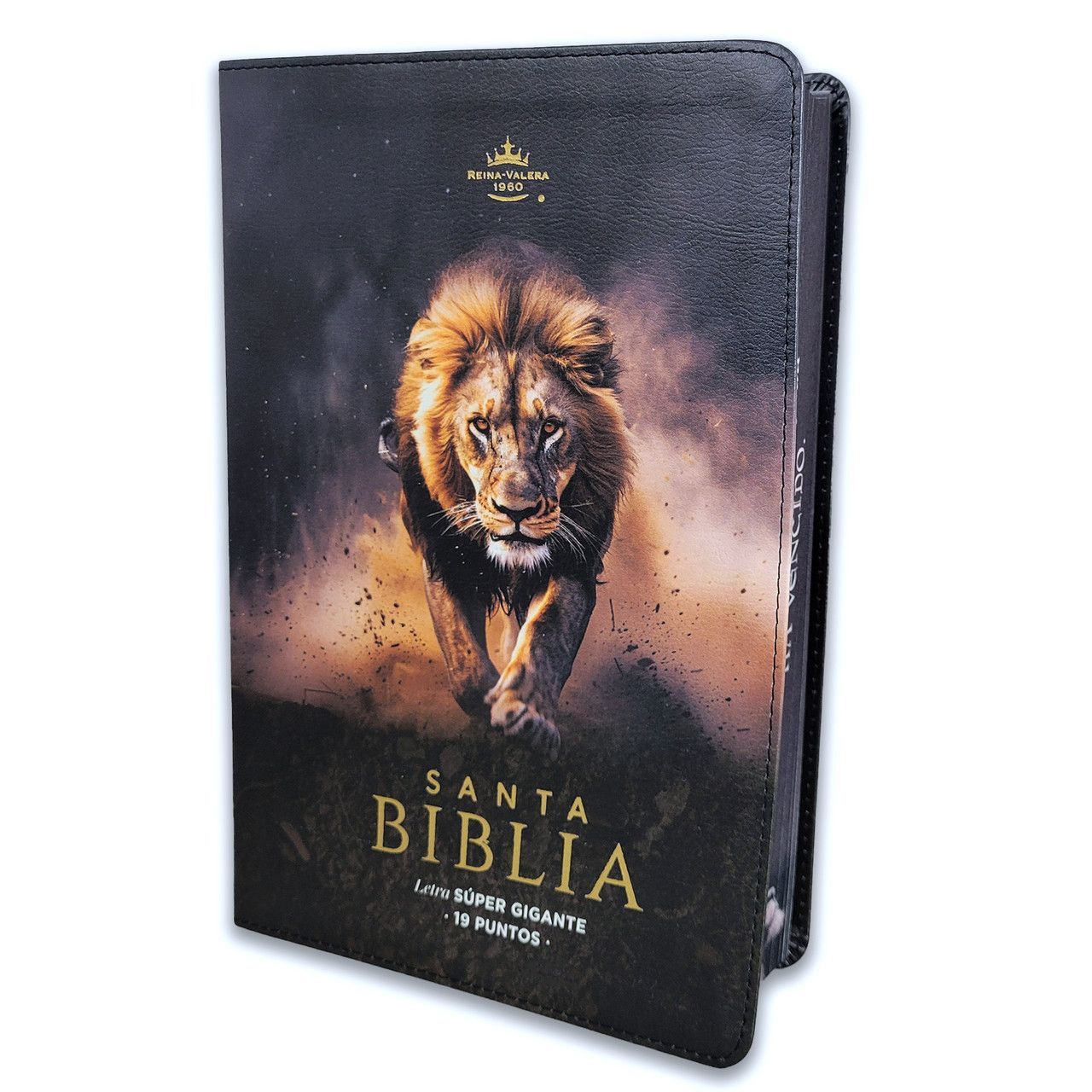 Biblia Letra Súper Gigante 19 puntos RV1960 Imit piel  negro León (Free Shipping)