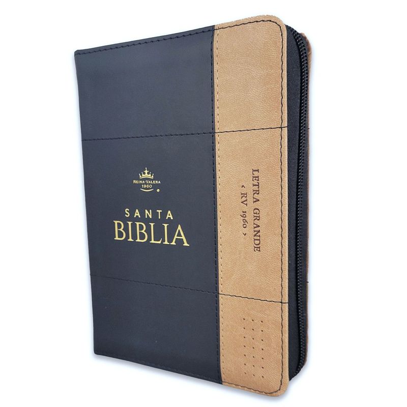 Biblia RV60 con índice, Tamaño manual con zipper Letra Grande, Imit piel negro y café (Free Shipping)