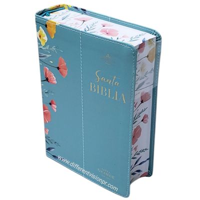 Biblia RV60 Tamaño manual Letra Grande, Imit piel Turquesa Floral (Free Shipping)