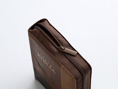 Biblia RV60 con índice, Tamaño manual con zipper Letra Grande, Imit piel águila café (Free Shipping)
