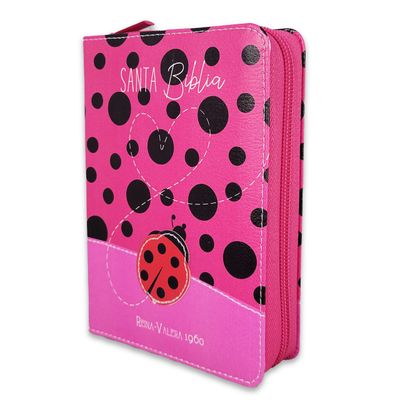 Biblia RV60 de Bolsillo con Cierre, Imit piel fucsia Mariquita (Free Shipping)