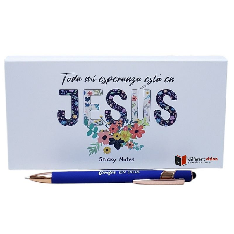 Set de Estuche con notas adhesivas con bolígrafo (Mi esperanza está en Jesús)