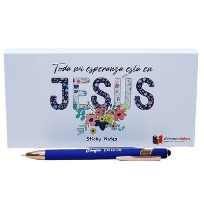 Set de Estuche con notas adhesivas con bolígrafo (Mi esperanza está en Jesús)