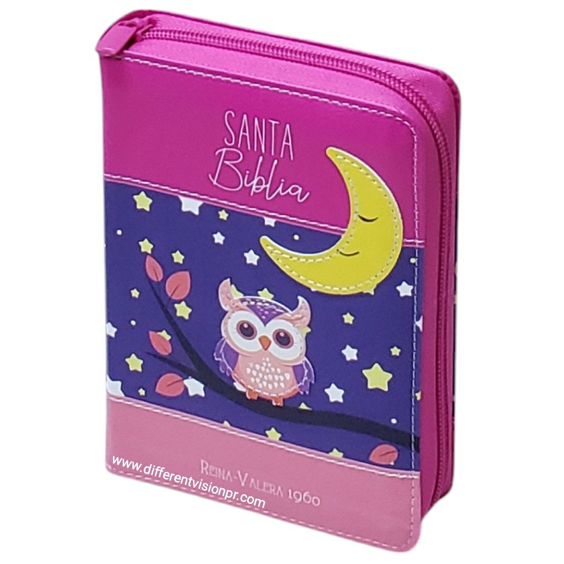 Biblia RV60 de Bolsillo con Cierre, Imit piel Fucsia, Búho (Free Shipping)