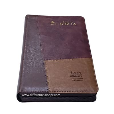 Biblia RV60 con Cierre y Índice/Tamaño Manual/Letra Gigante 14 puntos/ Imit Piel Café (Free Shipping)
