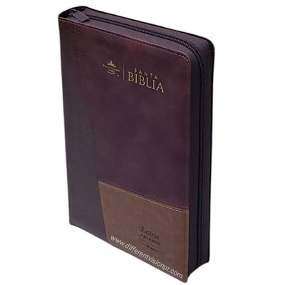 Biblia RV60 con Cierre y Índice/Tamaño Manual/Letra Gigante 14 puntos/ Imit Piel Café (Free Shipping)