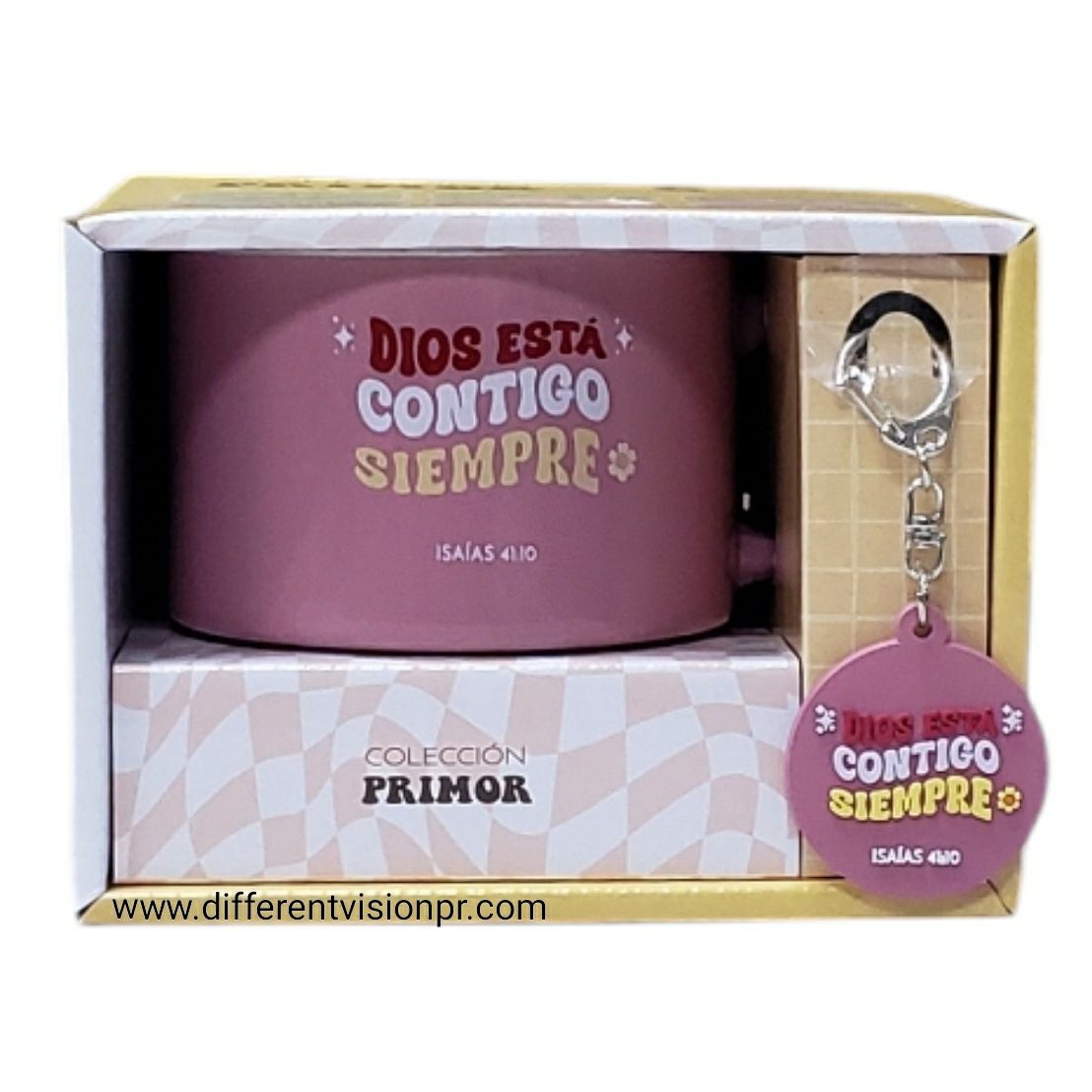 Pack Taza 12 OZ, llavero/Colección Primor - Dios está contigo