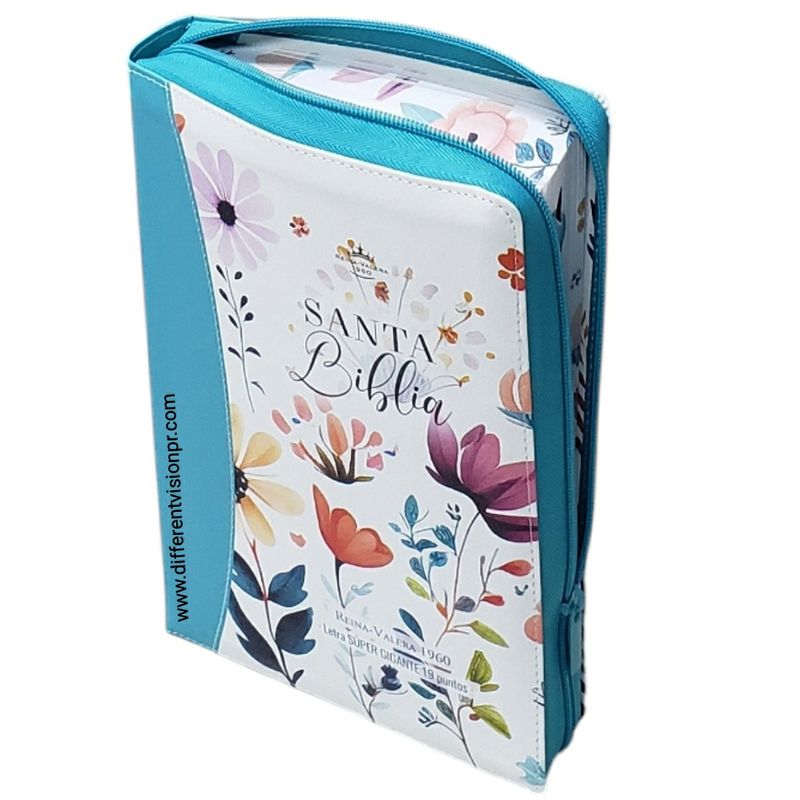 Biblia RV60 con Cierre y Índice, Letra Súper Gigante/Turquesa (Free Shipping)