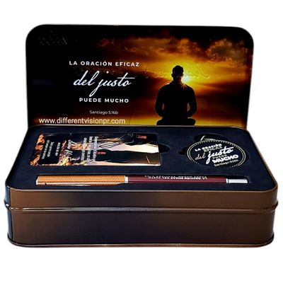 Caja Metálica de Llavero, Bolígrafo y Tarjetas/Oraciones y Promesas de la Biblia para Hombres