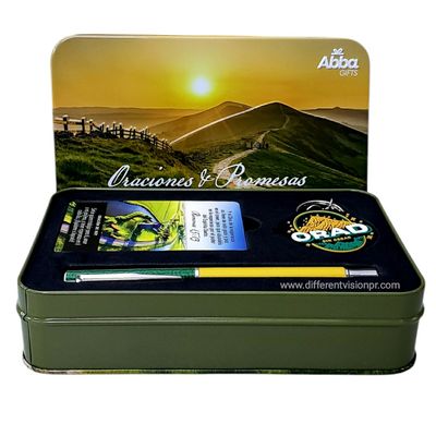 Caja Metálica de Llavero, Bolígrafo y Tarjetas/Oraciones y Promesas de la Biblia Esperanza