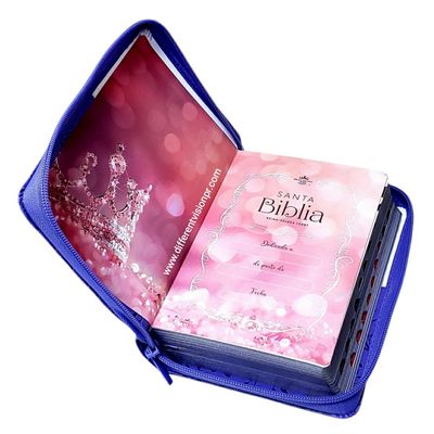 Biblia RV1960 Quinceañera con caja de Regalo/Imit Piel Violeta y Blanco/Con Índice (Free Shipping)