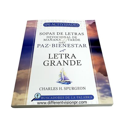 Sopas de letras Devocional de Mañana y Tarde para Paz y Bienestar: Letra grande