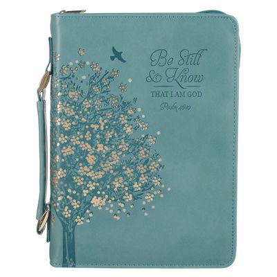 Cover (Medium) Be Still & Know That I Am God (Estad quietos, y conoced que yo soy Dios) Salmos 46:10 Imit Piel Verde Azulado