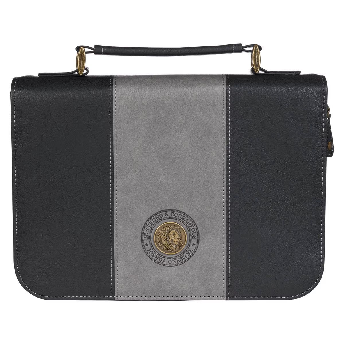 Cover (Medium) Be Strong & Couragerous (Se Fuerte y Valiente) Josué 1:9 Simil piel Negro y Gris
