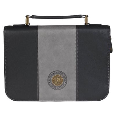 Cover (Medium) Be Strong & Couragerous (Se Fuerte y Valiente) Josué 1:9 Simil piel Negro y Gris