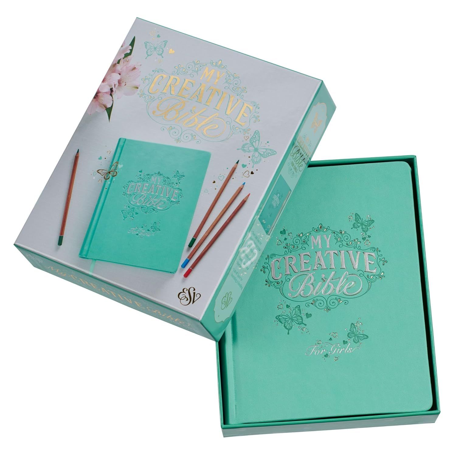 ESV Holy Bible, My Creative Bible For Girls, Faux Leather Hardcover w/Ribbon Marker, Illustrated Coloring, Journaling and Devotional Bible Teal (ESV Creative Editions Girls)
