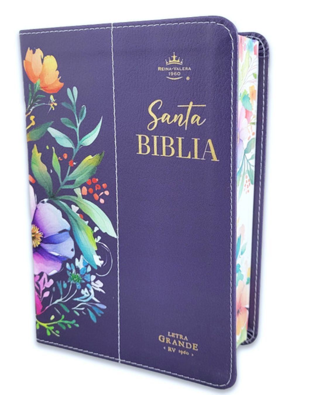 Biblia RV60, Letra Grande, Tamaño portatil, Imit piel violeta