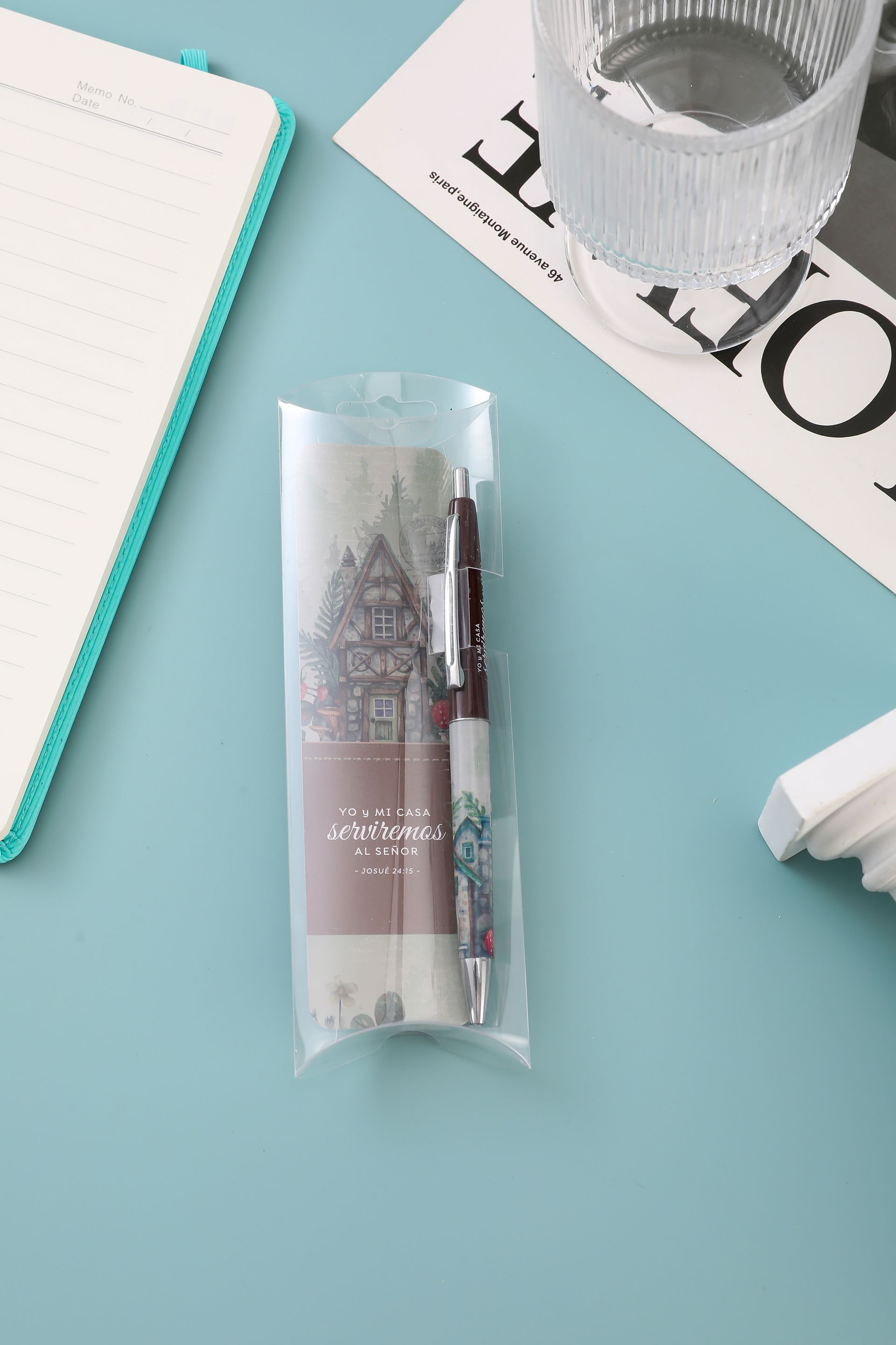 Set bolígrafo y marcador - Yo y mi casa (Josué 24:15)